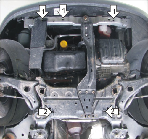 Защита картера двигателя и КПП Chrysler Town and Country V 2007-2010 Минивэн V-3,3, 3,8, 4,0; 2,8D FWD; Примерялась только на АКПП Арт. 00310