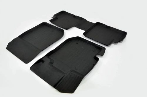 Коврики в салон Nissan Almera IV (G15) 2012-2018 Седан, резина 3D SRTK Premium, Черный, Арт. PR.NS.ALM.12G.02X35