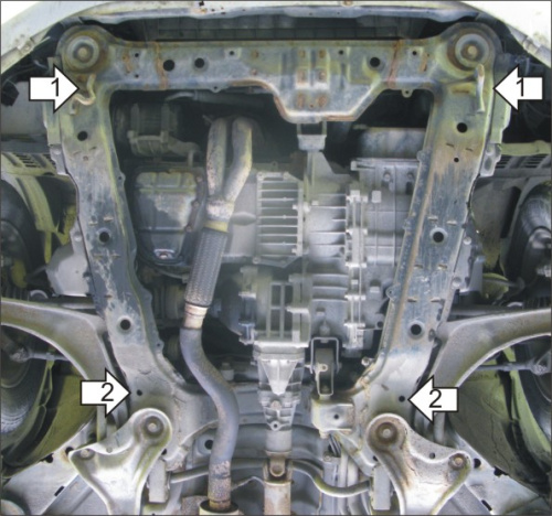 Защита картера двигателя и КПП Mitsubishi Grandis 2003-2011 Минивэн V-2,0D, 2,4 FWD Арт. 01316