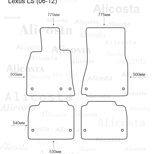 Коврики в салон Lexus LS IV 2006-2009, текстильные Alikosta Premium, Графит, Short версия Арт. 1607_Pr6mmDGy