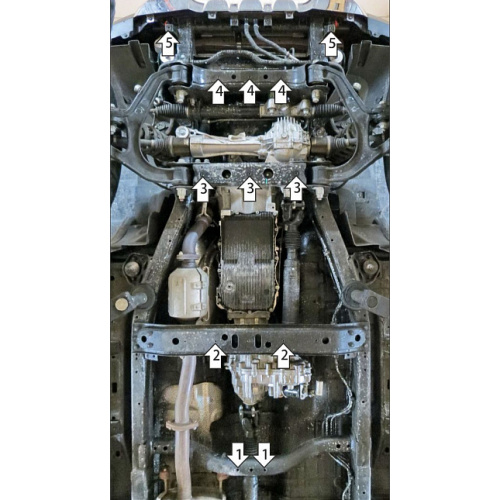Комплект защит BAIC BJ40 I 2018- FL 3 дв. V-2.0; 4WD; АКПП (Защита: двигателя, радиатора, КПП и РК) Арт. 78503