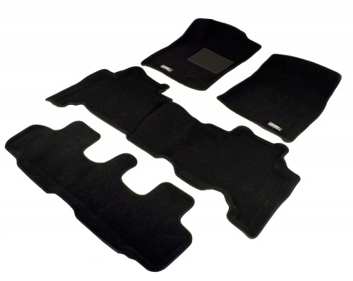 Коврики в салон Toyota Land Cruiser Prado III (J150) 2009-2013 5 дв., 3D ткань Sotra Lux, Черный, 3 ряда сидений Арт. ST 74-00569
