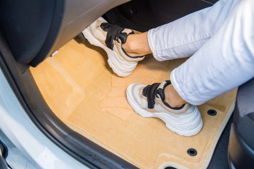 Коврики в салон Land Rover Discovery Sport (L550) 2014-2019, 3D ткань Seintex , Бежевый, Арт. 92476