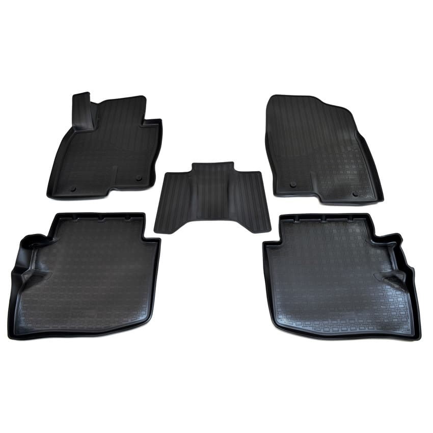 Коврики в салон Mazda CX-9 II (TC) 2015-2021 Внедорожник 5 дв., полиуретан 3D Norplast, Черный, комплект на первые два ряда Арт. NPA11-C55-720