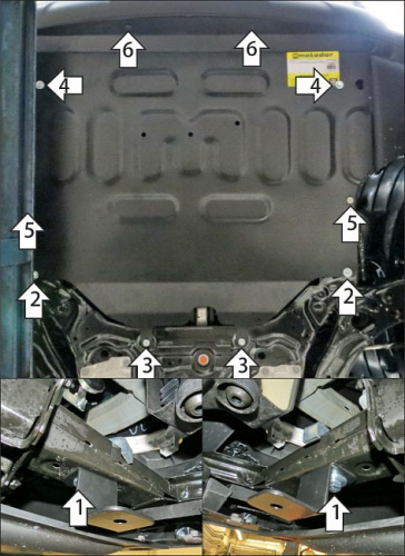 Защита картера двигателя и КПП Mazda CX-50 I 2021- Внедорожник 5 дв. V-2.0 FWD Арт. 71102