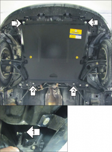Защита картера двигателя и КПП Great Wall Coolbear 2009-2013 Хэтчбэк 5 дв. V-1,5 FWD Арт. 03114