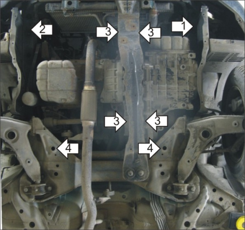 Защита картера двигателя и КПП Mitsubishi Carisma I 1995-1999 Седан V-1.3, 1.6, 1.8 Арт. 01306