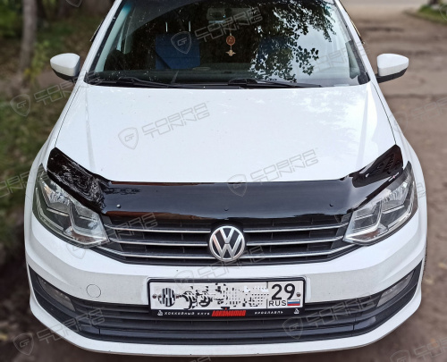 Дефлектор капота Volkswagen Polo V 2009-2015 Седан, на еврокрепеже  Арт. DK014
