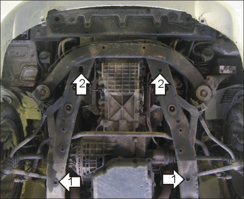 Защита картера двигателя и КПП Chrysler 300M 1998-2004 Седан V-3,5 FWD;Защита: двигателя, КПП, переднего дифференциала Арт. 00308