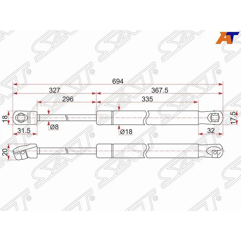 Амортизаторы капота Toyota Camry VII (XV50) 2011-2014 69 см, SAT Арт. St-53450-06100