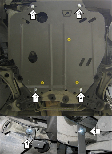 Защита картера двигателя и КПП Dodge Caliber I 2006-2009 Хэтчбэк 5 дв. V-1,8, 2,0, 2,4, 2,0D, 2,1D FWD, 4WD Арт. 02904