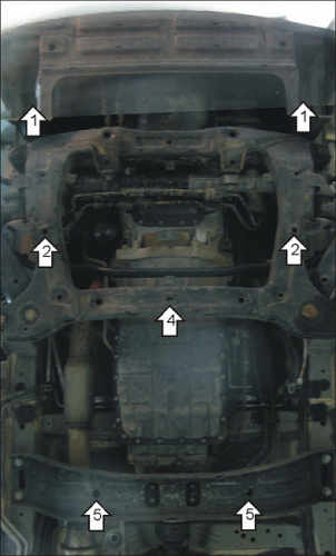 Защита картера двигателя и КПП Hyundai H1 II 2007-2015 Микроавтобус V-2,5D RWD Арт. 00931
