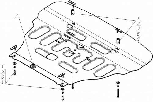 Защита картера двигателя и КПП Hyundai Staria 2021- V-2,2D 4WD, FWD Арт. 70908