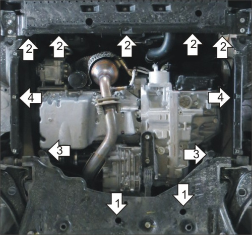 Защита картера двигателя и КПП Suzuki SX4 II (S-Cross) 2013-2016 Хэтчбэк 5 дв. V-1,6 FWD, 4WD Арт. 02419