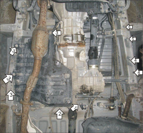 Защита КПП и РК Toyota HiAce (H200) 2010-2020 рестайлинг Микроавтобус V-2,5D 4WD; ставится вместо пыльника с МКПП Арт. 02566