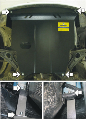 Защита картера двигателя и КПП Hyundai Getz I 2002-2005 Хэтчбэк 3 дв. V-1,1, 1,3, 1,5, 1,6, 1,5D FWD Арт. 00909