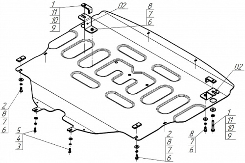 Защита картера двигателя и КПП Mazda CX-50 I 2021- Внедорожник 5 дв. V-2.0 FWD Арт. 71102