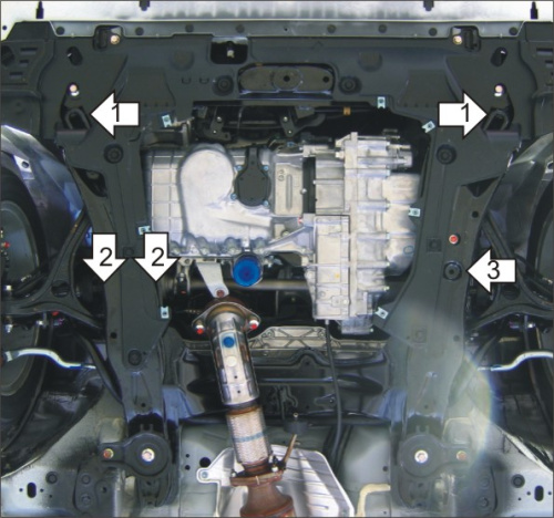 Защита картера двигателя и КПП Honda Accord VIII 2007-2011 Универсал V-2,0, 2,4 FWD для а/м с 2008 по 2012 Арт. 10826