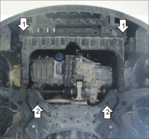 Защита картера двигателя и КПП Hyundai Solaris I 2010-2014 Седан V-1,4, 1,6 FWD Арт. 70901