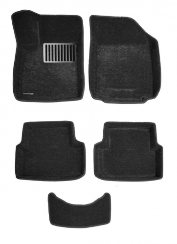 Коврики в салон Chevrolet Aveo II (T300) 2011-2020 5 дв., 3D ткань Euromat LUX, Черный, Арт. EM3D001501