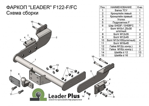 Фаркоп Ford Transit VII 2014-2022 Фургон LEADER PLUS Арт. F122F