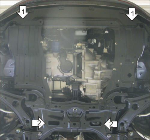 Защита картера двигателя и КПП Honda Fit II 2007-2014 Хэтчбэк 5 дв. V-1,3, 1,5 FWD Арт. 00828