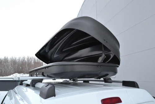 Бокс-багажник на крышу аэродинамический черный Turino Medium двухстороннее открывание 460 л
