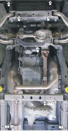 Комплект защит Dodge Ram IV 2008-2012 Пикап V-4,7; 5,7 4WD. В том числе для а/м Dodge Ram 1500 2009-2015. Защита: двигателя; КПП; РК; радиатора; перед