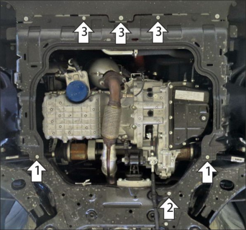 Защита картера двигателя и КПП Dongfeng 580 2017-  Внедорожник 5 дв. V-1.5; АКПП; FWD Арт. 78601