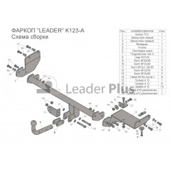 Фаркоп Kia Rio X I 2017-2021 LEADER PLUS Арт. K123-A