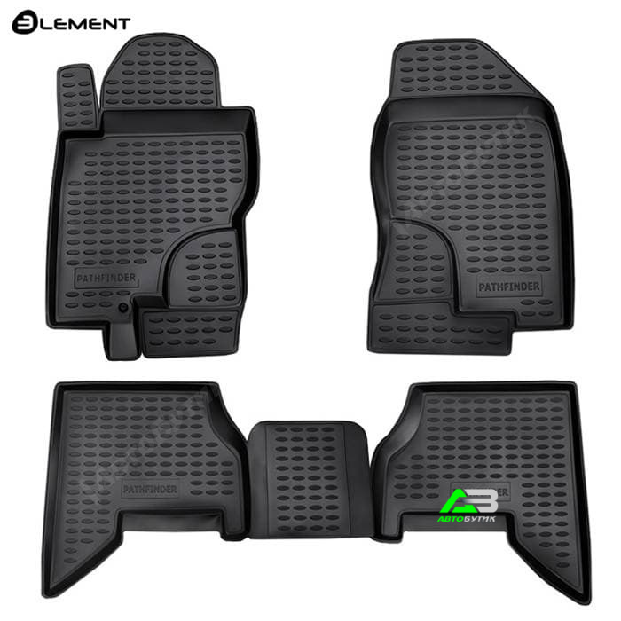 Коврики в салон Nissan Pathfinder (R51) 2004-2009, полиуретан Element, Черный, Арт. NLC.36.10.210