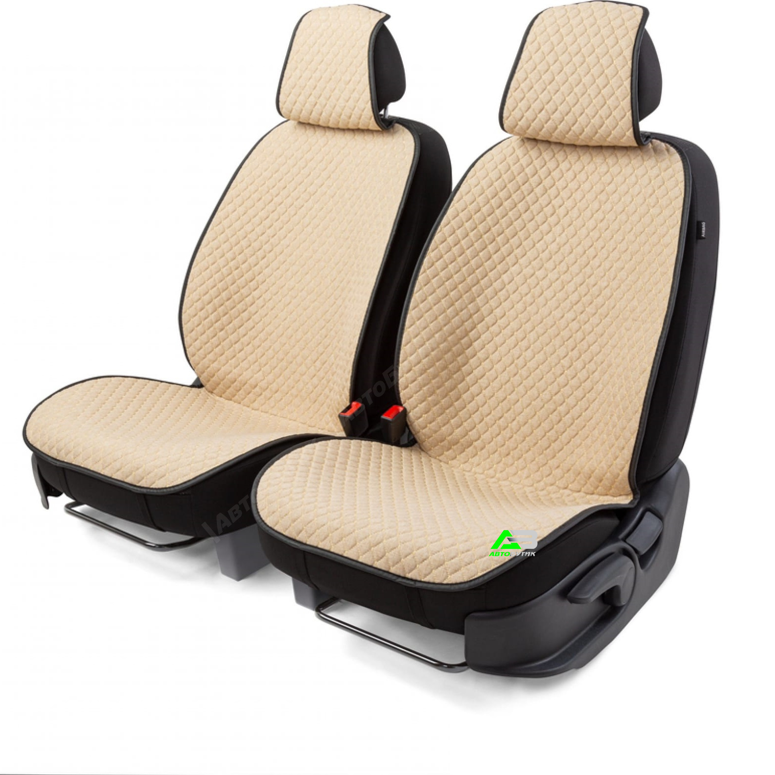 Накидки на передние сиденья (мягкий лён) Car Performance бежевые+бежевая нить арт. CUS-1052 BE/BE