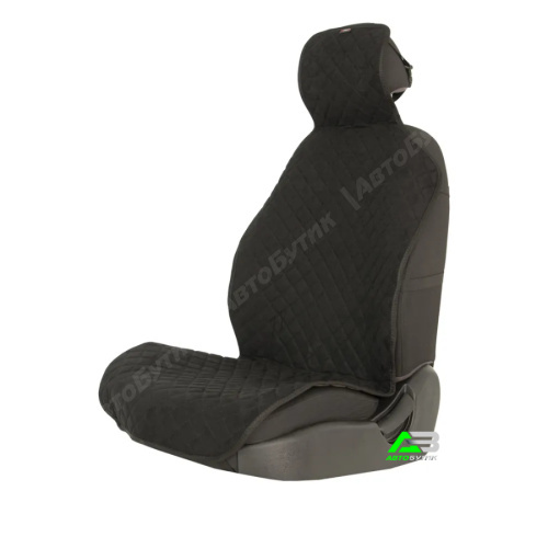 Накидка на передние сиденья (Алькантара) в ромб, черные+черный арт. dg-05-05-eva-05