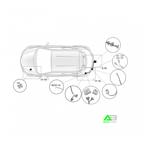 Блок согласования Toyota C-HR I 2019- Универсальный 7pin без отключения парктроника, арт.12250559