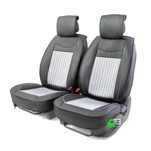 Каркасные накидки на передние сиденья CarPerformance, 2 шт. материал Экокожа, центральная тканевая в
